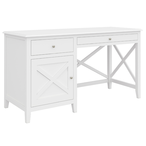 Daisy Study Computer Desk 140cm Office Executive Table Solid Acacia Wood - White
