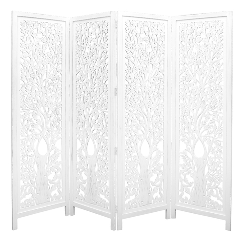 Life Dig 4 Panel Room Divider Screen Privacy Shoji Timber Wood Stand - White