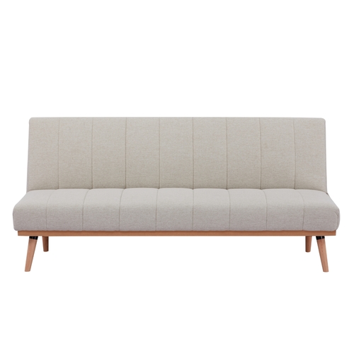 Monroe 3 Seater Sofa Futon Bed Fabric Lounge Couch - Beige