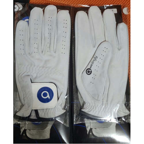 Awezingly Premium Quality Cabretta Leather Golf Glove for Men - White (M)