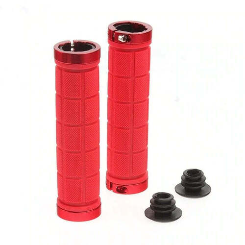 Bike Handlebar Grips MTB Mountain BMX Bike Bicycle Soft RED Fixed Double Lock Screw Tight Grips - Easy Fit - Rockbros