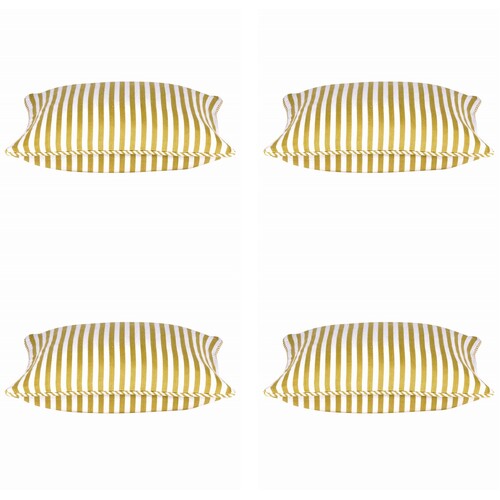 Pack of 4 Dandi Mustard Yellow & White Striped Square Cushion Covers 40x40cm