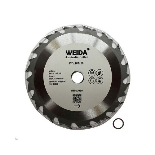 2x 185mm 16T Wood Circular  Cutting Disc Saw Blade7-1/4” Bore 20/16mm 2.2mm Kerf