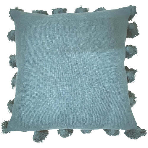 Blue cushion with tassels 45x45 cm