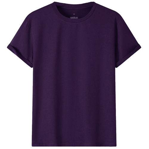 Adult 100% Cotton T-Shirt Unisex Men's Basic Plain Blank Crew Tee Tops Shirts, Purple, 2XL