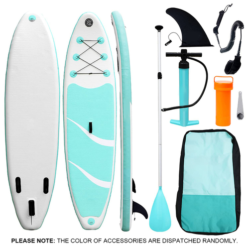 300x76x15CM Stand Up Paddle SUP Inflatable Surfboard Paddleboard W/ Accessories & Backpack - 09G-White/Blue