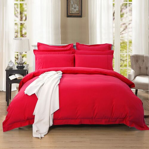 1000TC Tailored Double Size Red Duvet Quilt Cover Set