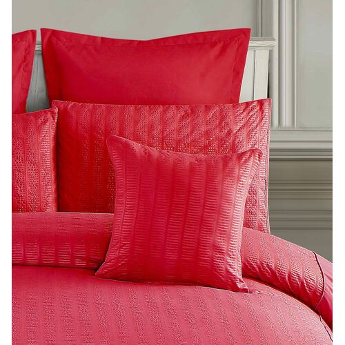 1000TC Premium Ultra Soft Seersucker Cushion Covers - 2 Pack - Red