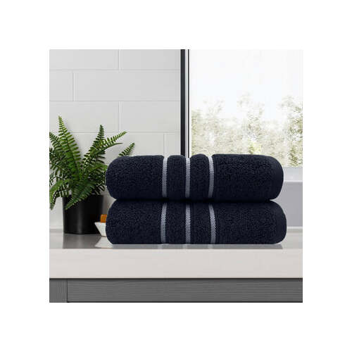 amor classic dobby stripe super soft premium cotton bath towel 2 pcs sailor blue