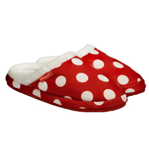 ARCHLINE Orthotic Slippers Slip On Scuffs Pain Relief Moccasins - Red Polka Dot - EUR 37 (Womens US 6)