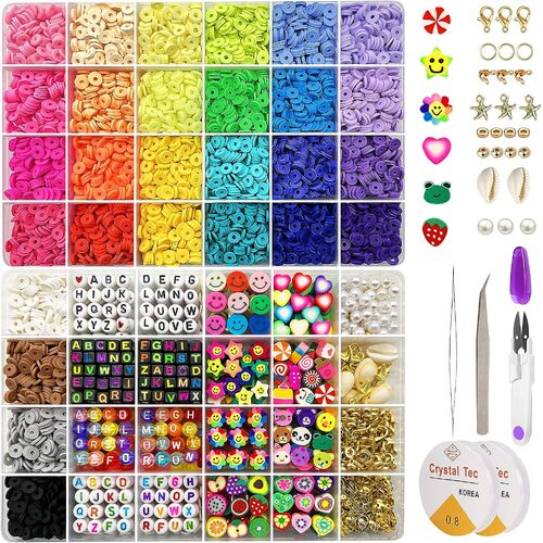 7860pcs 28 Colors 6mm Flat Round Ceramics Polymer Clay Bead Alphabet Beads Jewelry Making Kit