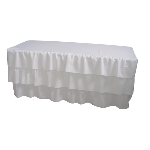 6 Foot 3 Tier Pleated White Table Cloth Trestle Cover