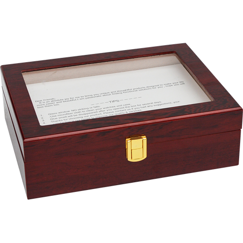 10 Grids Wooden Watch Case Glass Jewellery Storage Holder Box Wood Display